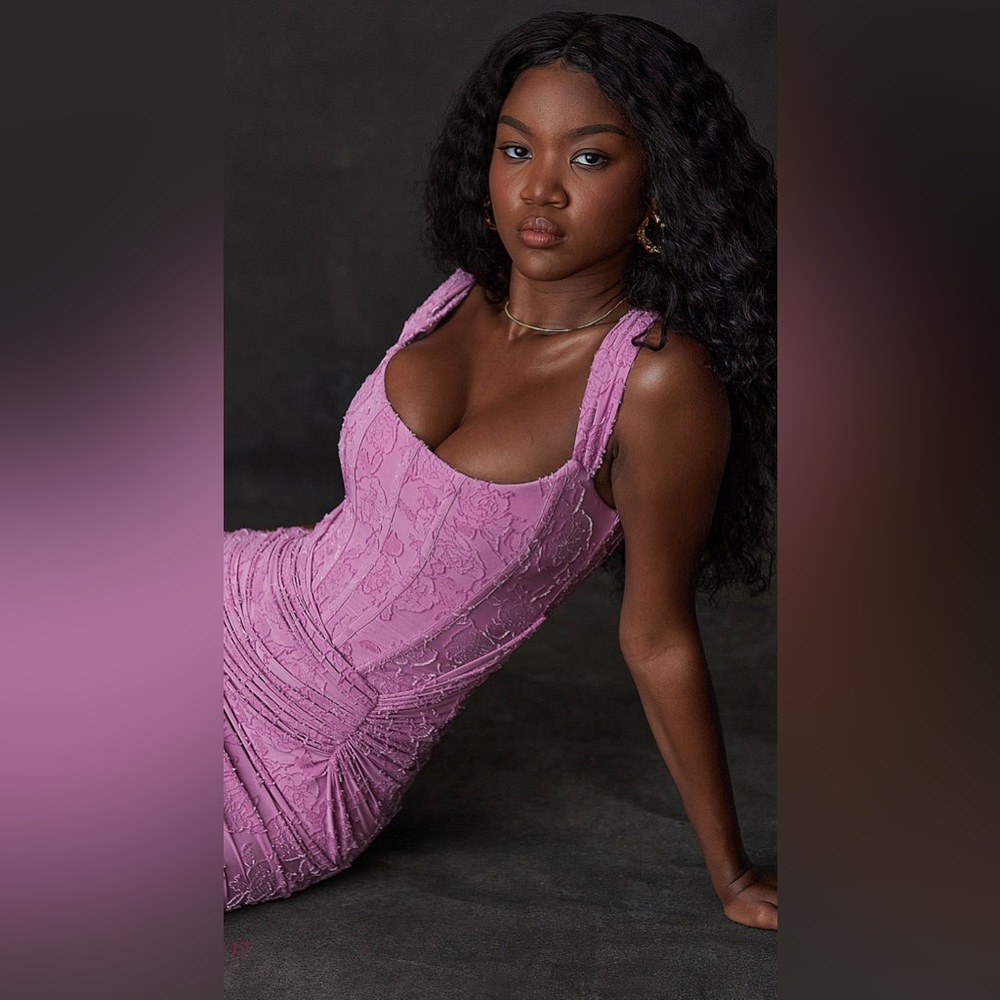 House of CB “Cesca Pink Ruched Off-Shoulder Gown - Picture 5 of 13